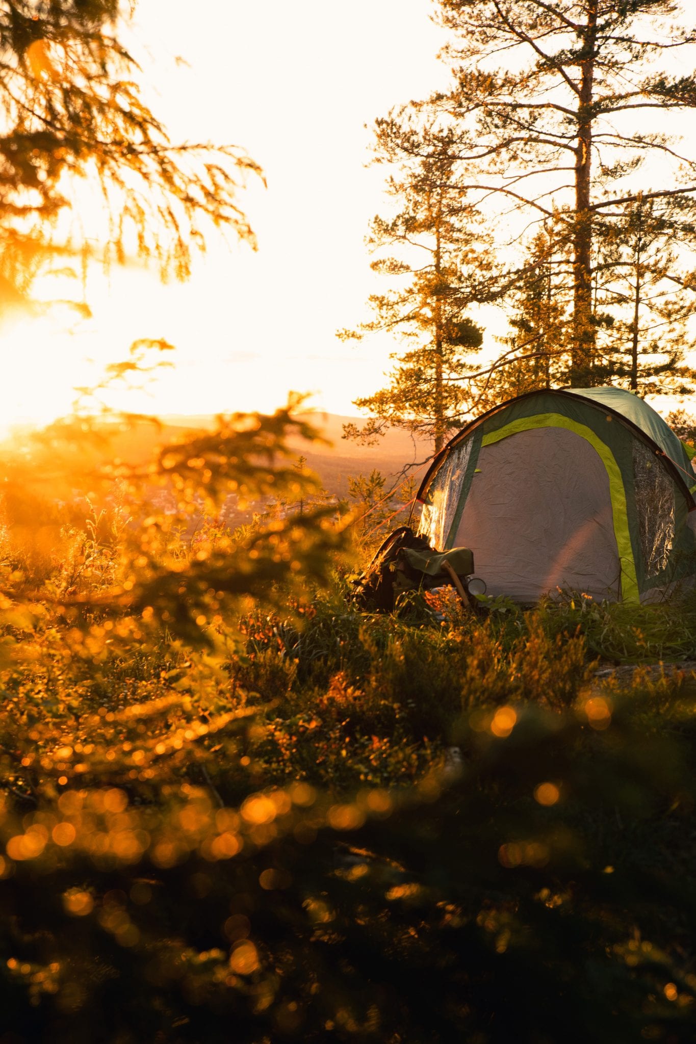 Slapen in een tent zonlicht