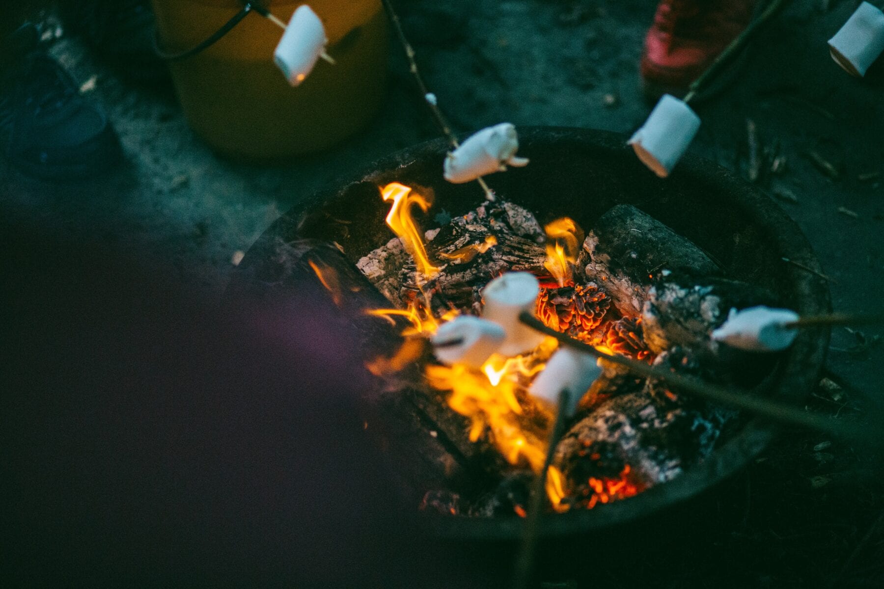 Koken op vuur spies