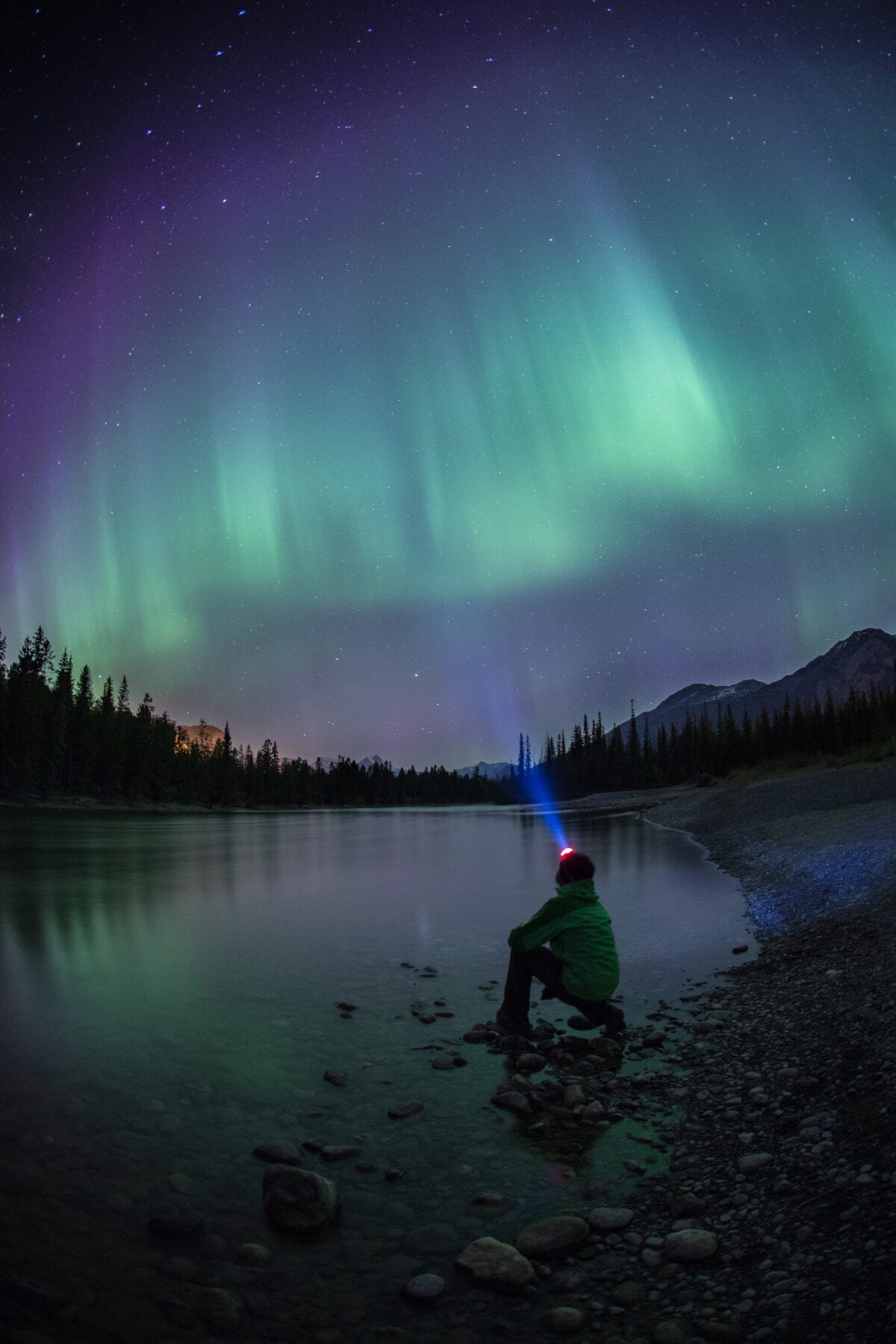 Het noorderlicht tijdens een Wintersport in Canada Edmonton Jasper