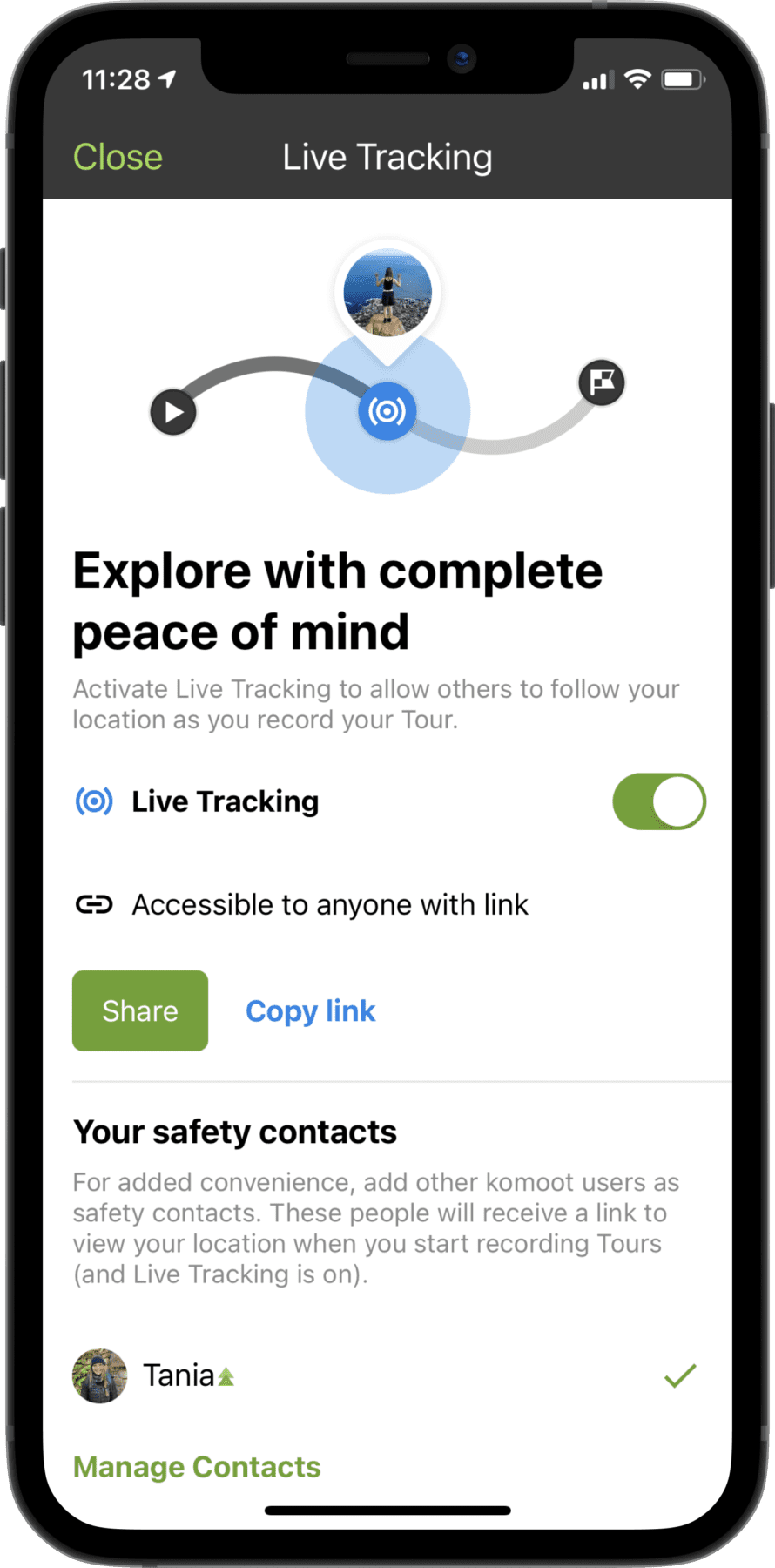 Komoot Live Tracking