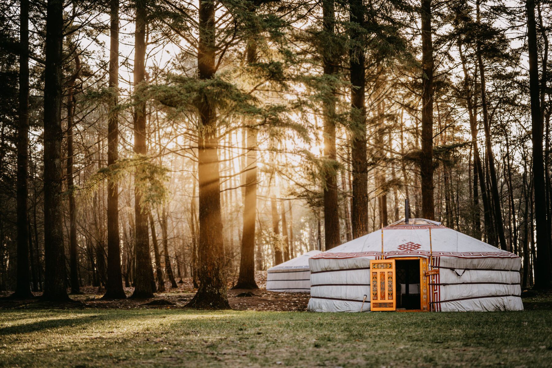 Overnachten doe je in een traditionele yurt