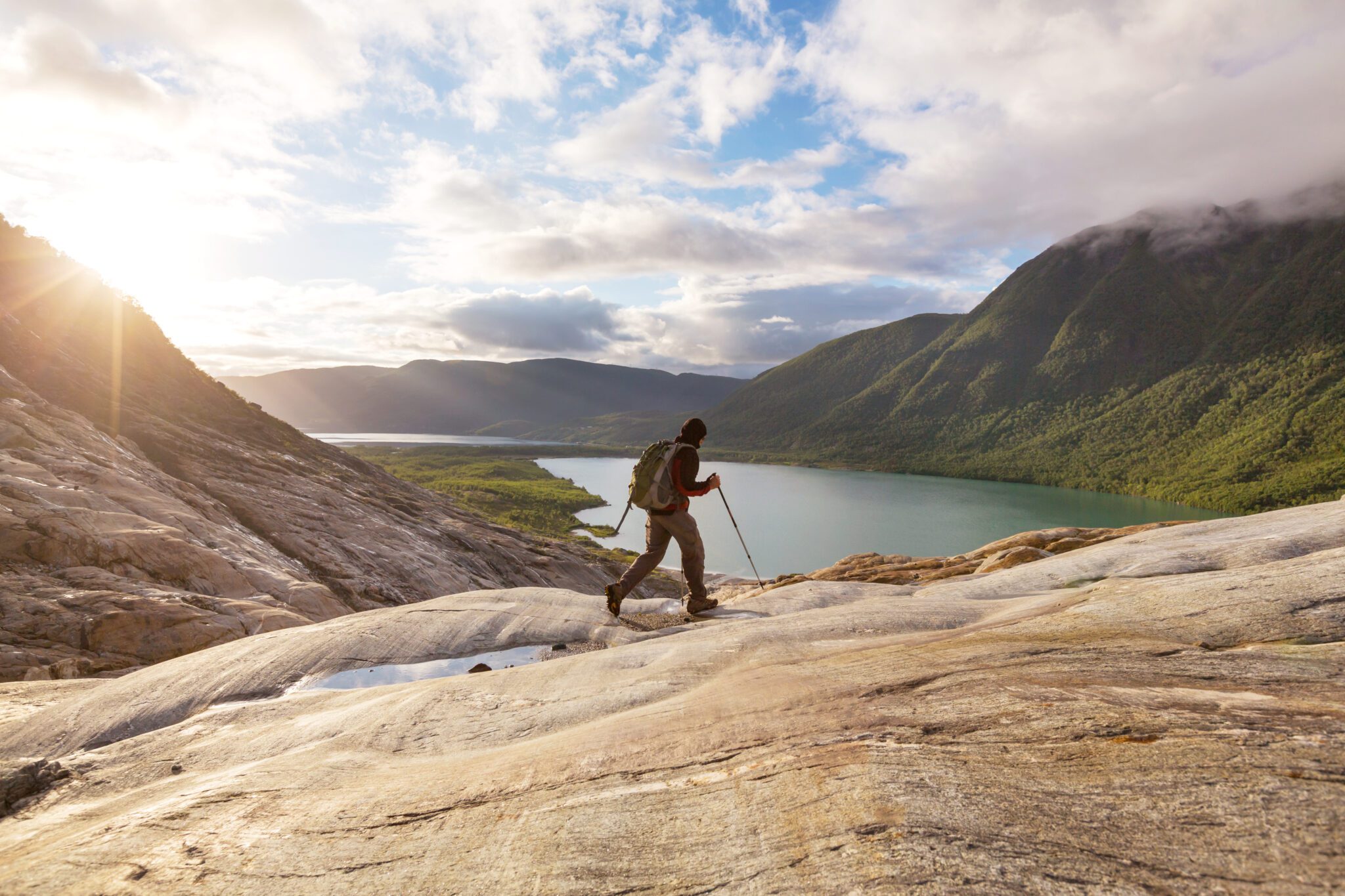 Hike in Norway mountains, Svartisen Glacier