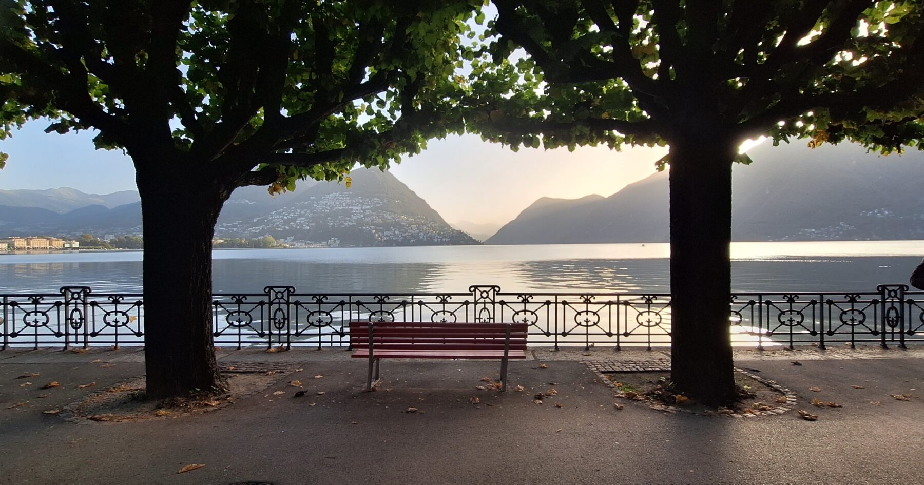 Het meer van Lugano waar de trektocht langs ging
