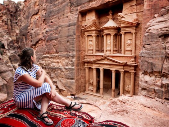 Zicht op de Treasury, Jordanië, Petra