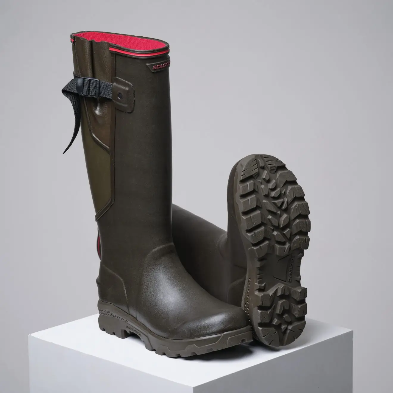 Groene Rubberlaarzen Die Waterdicht Zijn Stock Afbeelding - Image of