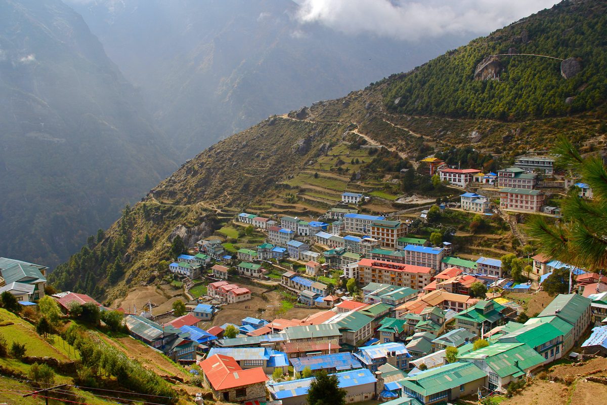 Namche Bazaar, tussenstop op ruim 3.000 meter hoogte tijdens de Everest Base Camp Trek.