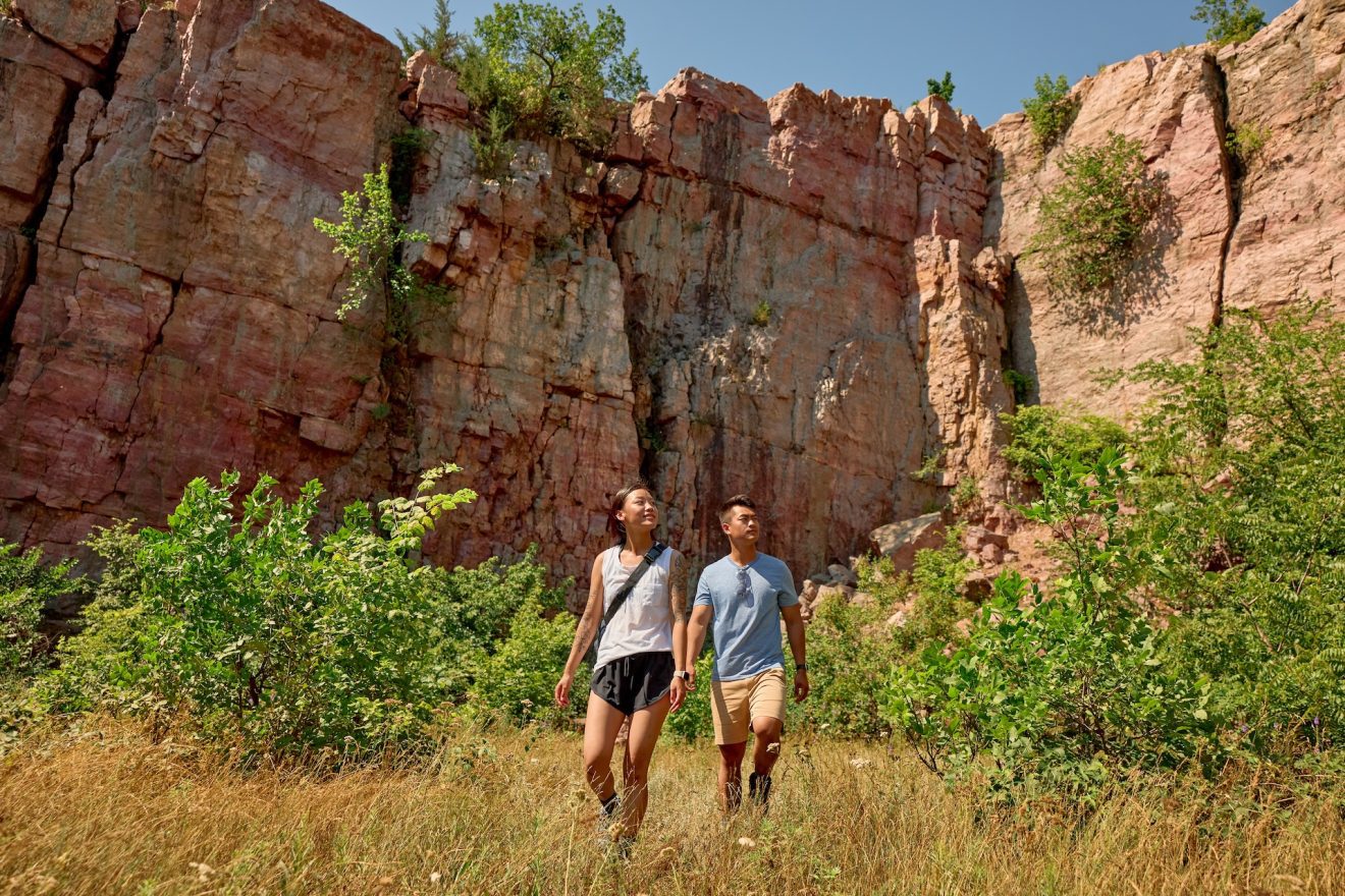 Hiken in Minnesota in het Blue Mounds State Park