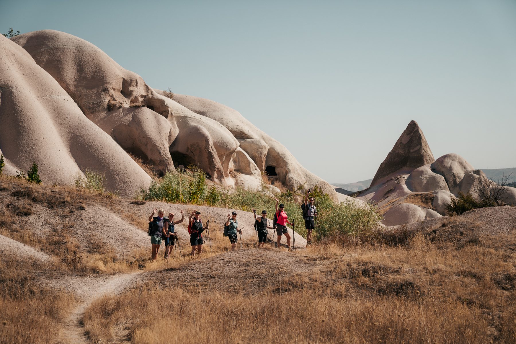 Wandelen in een groep op de Cappadoccia Trail